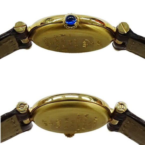 Cartier Watch Ladies Brand Must Vendome Vermeil Quartz QZ 925 Leather 1851 Round - Picture 3 of 12